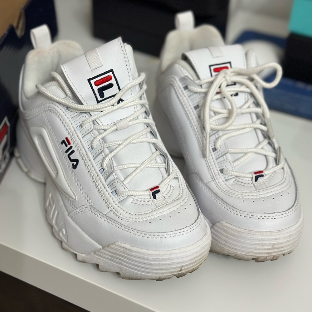 Fila White and Red Sneakers